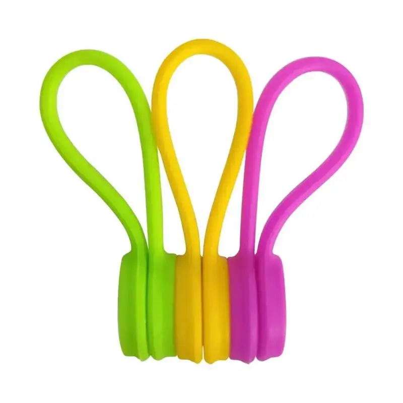 10pcs Reusable Magnetic Cable Ties Cord Organizer Clips Silicone Magnetic Cord Tie For Bundling Stuff Book Marker Fridge Magnets - view 3