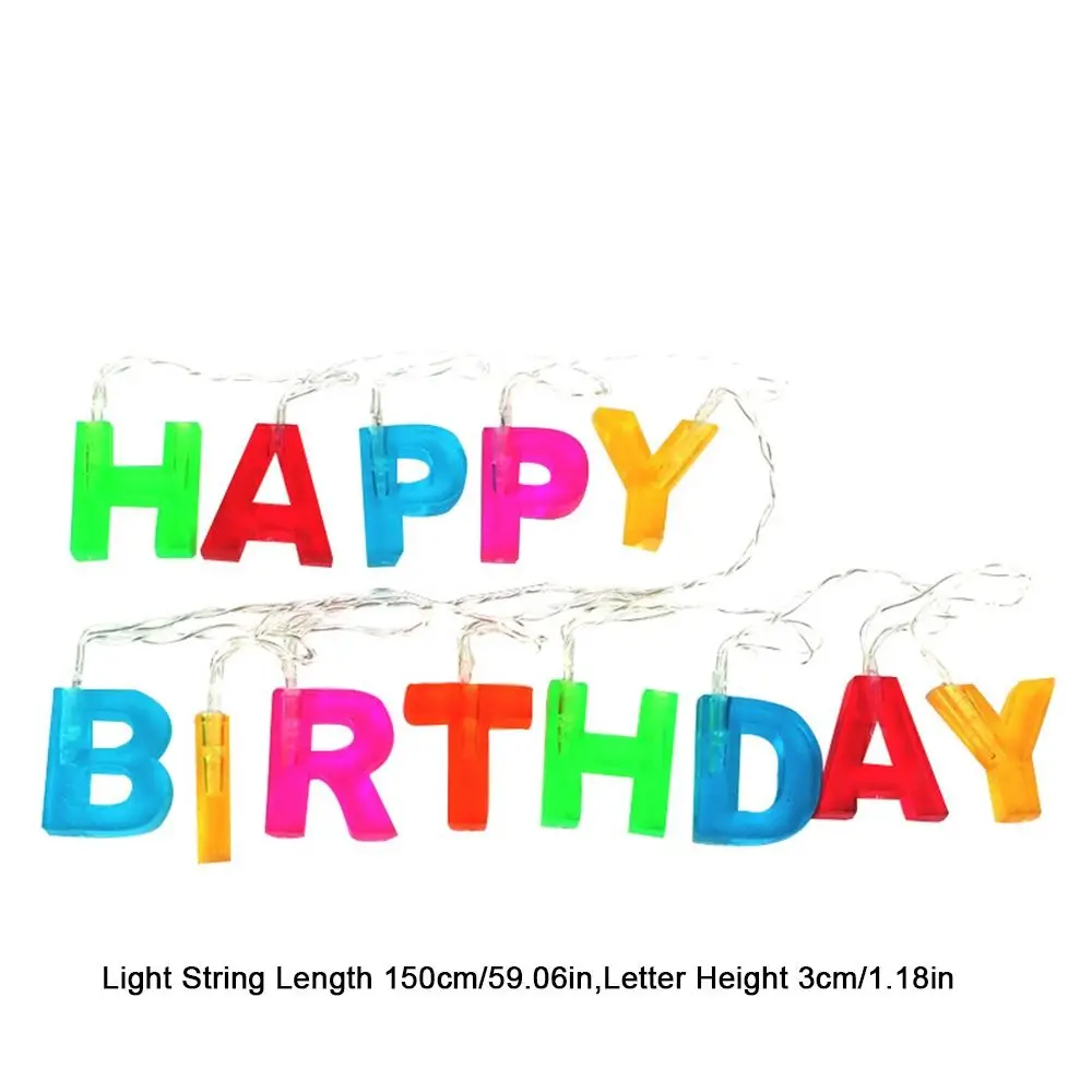 Colorful Happy Birthday Light String Romantic Warm Props Color LED Letter Lamp Durable Beautiful