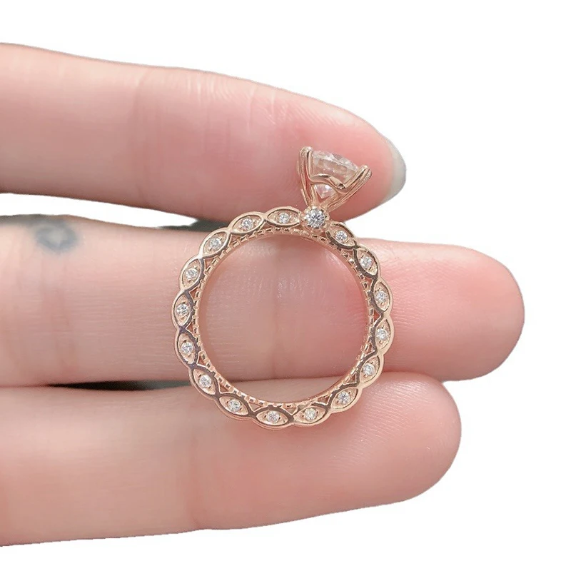 

Ehhai сверкающее 1CT круглое розовое кольцо с муассанитом для женщин настоящее серебро S925 пробы свадебная вечеринка сертифицированные ювелирные изделия подарки