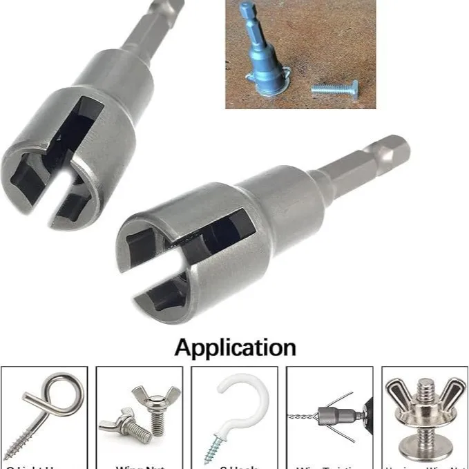 Wing Nut Socket Wrench Hexagonal Handle Slotted Butterfly Hole Universal for Electric Screwdriver Home DIY Auto Repair Tools
