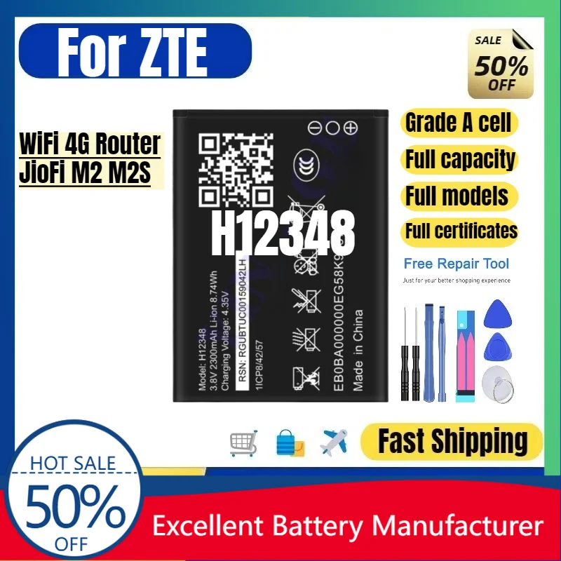 0 Cycle H12348 Battery for ZTE WiFi 4G Router JioFi M2 M2S High Quality Replacement Lithium Ion Grade A Cell with Tools