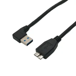 USB 3.0 Cable Angled 90 Degree Left Right USB Type A Male To Micro B Data Cables Cord Lead For External Hard Drive Disk 0.3M