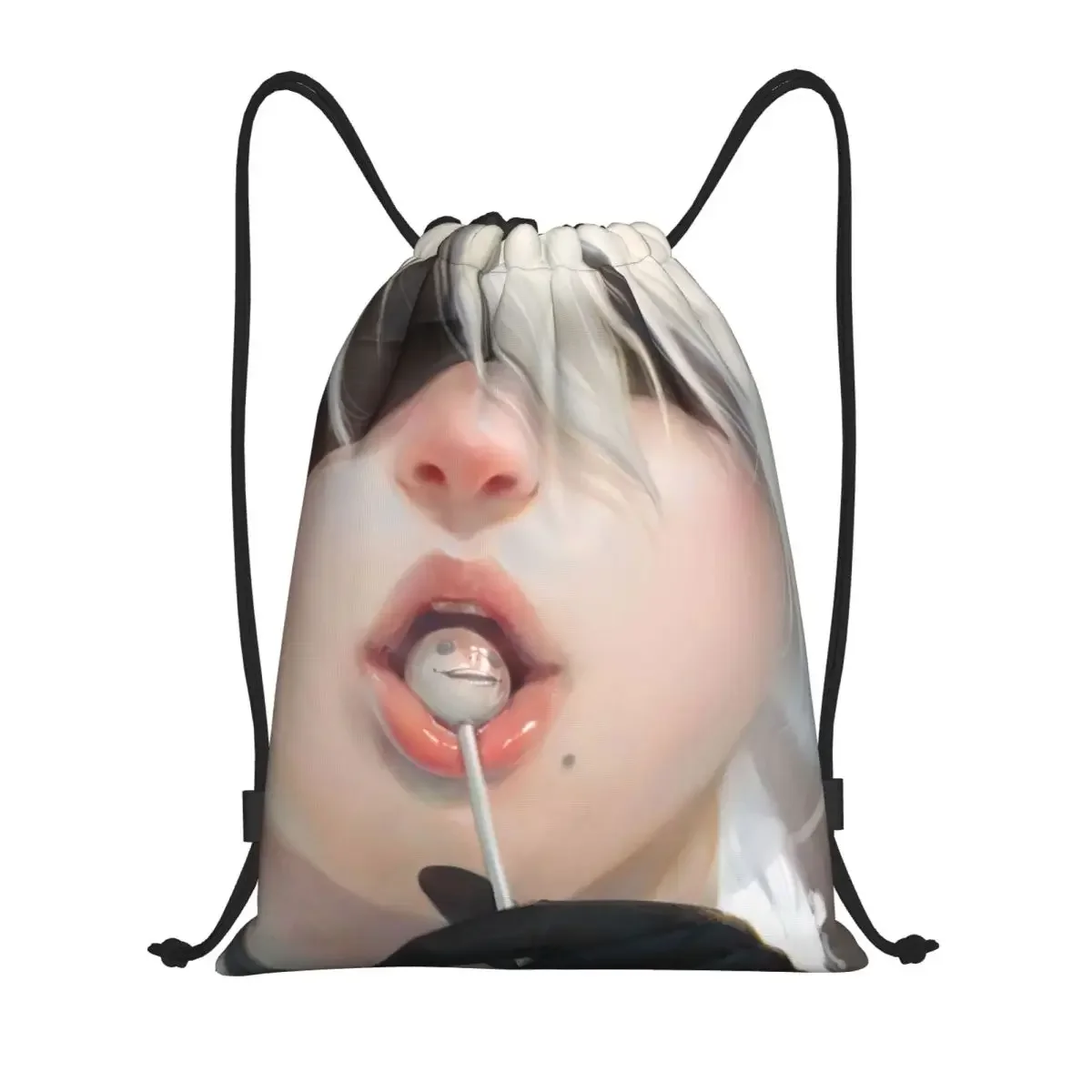 

Custom 2B Nier Automata Boxer Drawstring Bag for Shopping Yoga Backpacks Men Women Anime Cartoon Game Sports Gym Sackpack