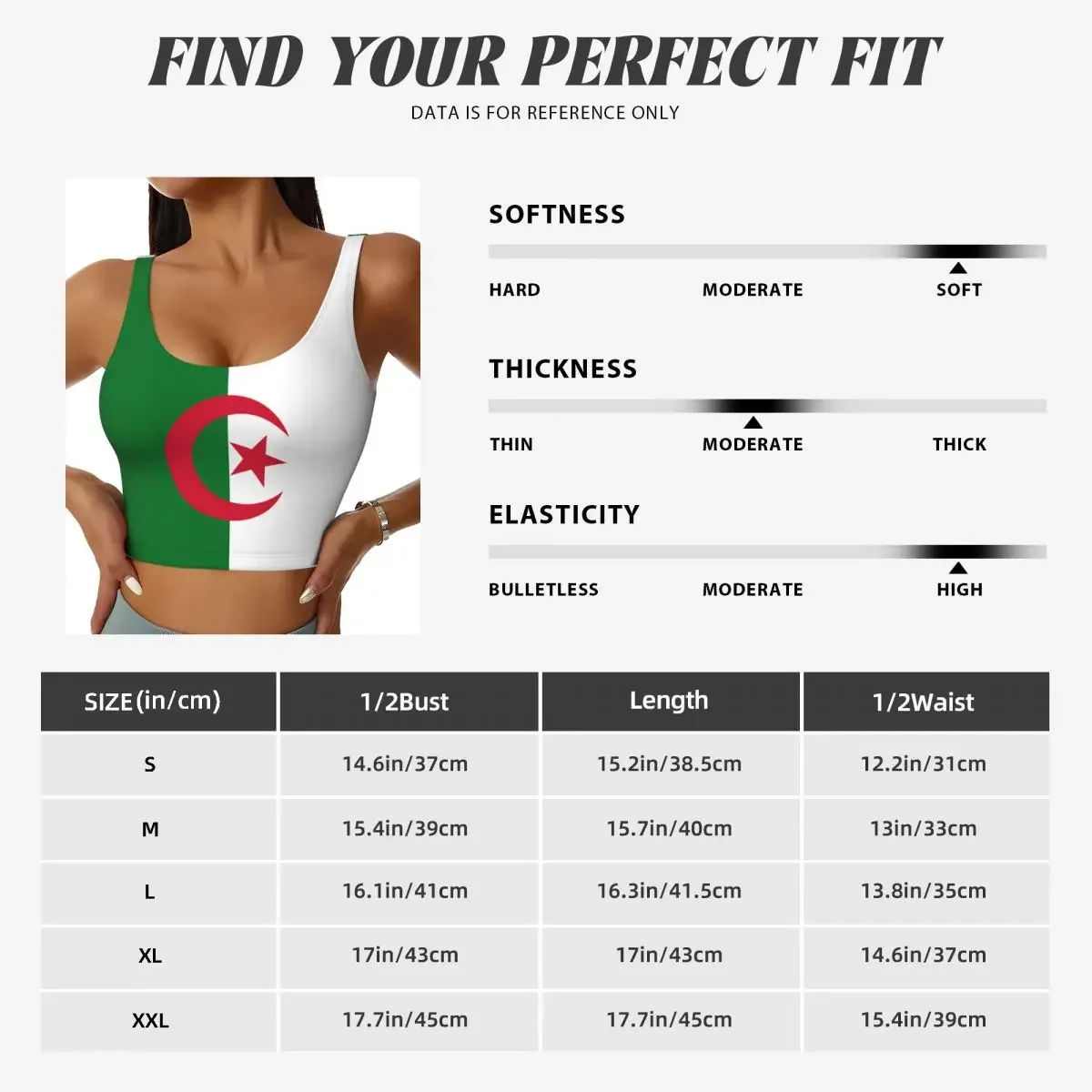 Biustonosz sportowy damski do biegania, odzież do jogi, top, flaga Algierii, zbieranie, kamizelka fitness