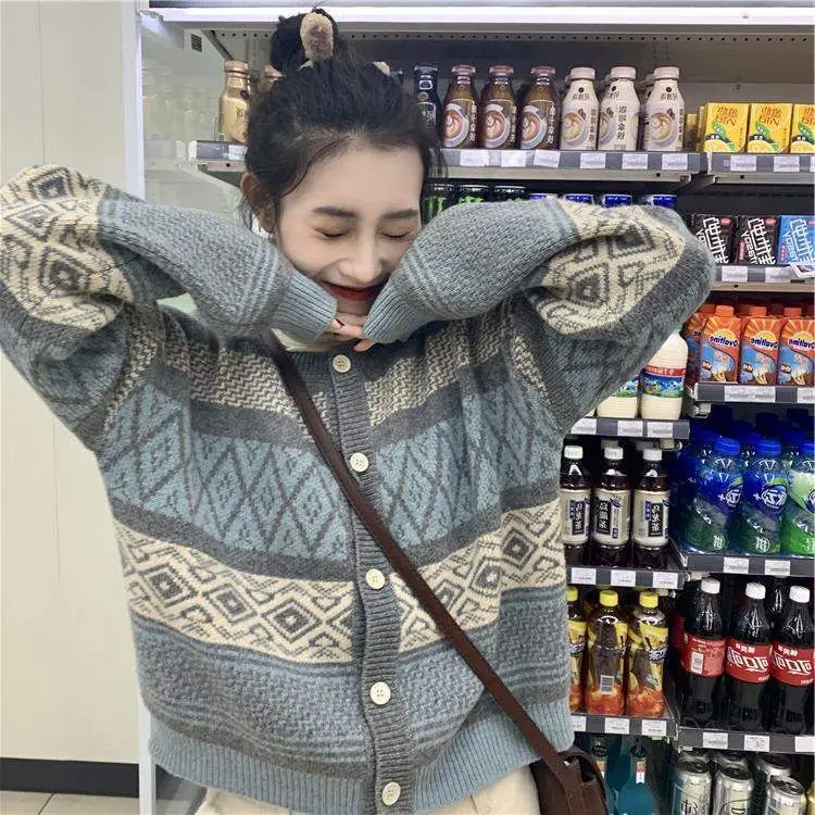 Dongguan Daliang Damen Strickpullover ey Lazy Aalyptic Sle Long Sve runder Ne Cardigan Mantel für Herbst Winter