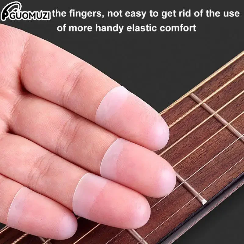 Ultra-thin Left Hand Guitar Fingertip Protector Silicone Finger Guard Cover Hand Finger Protection Guitar Accessories 1Set