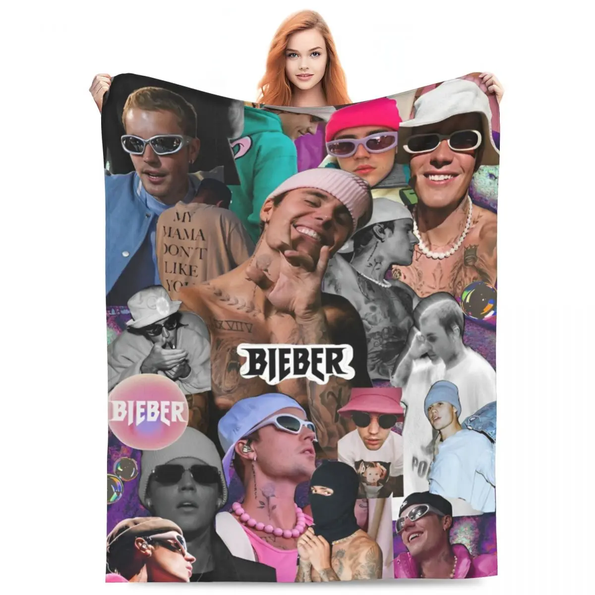 Couvertures portables super douces pour la literie, plaids de bureau, chanteur pop, J-Justin Bieber, glouton, automne, hiver