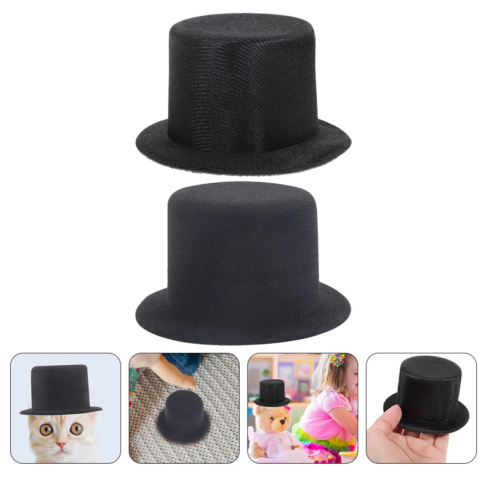 2 Pcs Mini Sombrero Hats Miniature for Handicraft Snowman Top Black Cloth Child