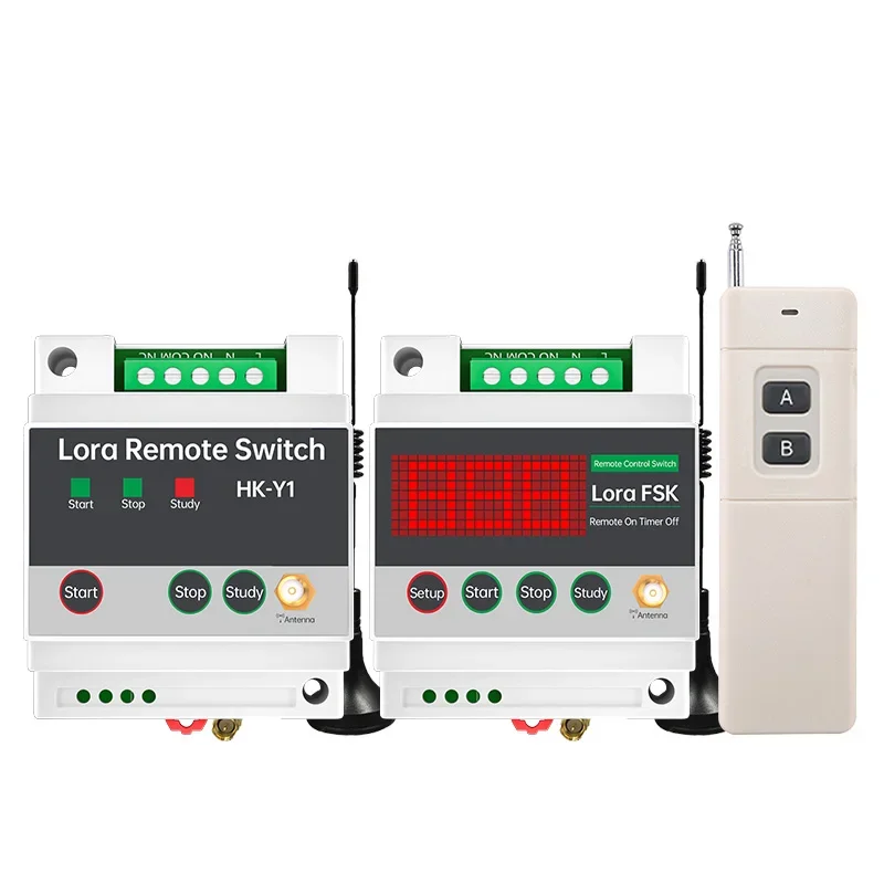 LORA-Interruptor Remoto Sem Fio, Módulo de Relé com Antena Externa, Distância de Transmissão Ultra Longa, 12V, 24V, 220V, 380V, 433Mhz