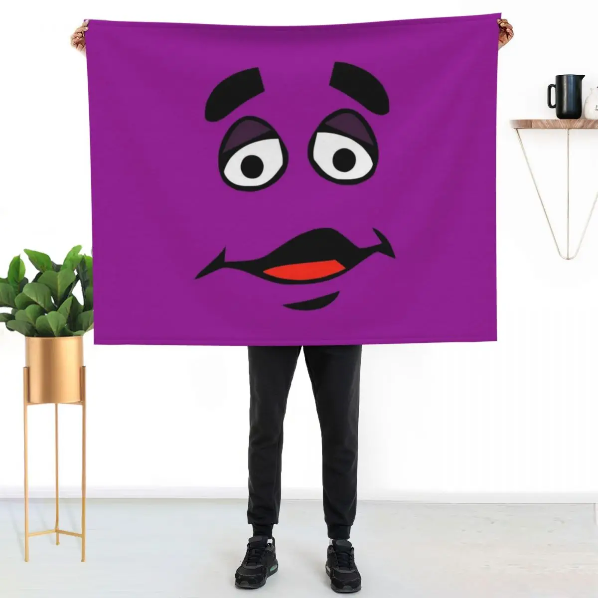 Grimace Cartoon Design - Transparent Background Throw Blanket Beautifuls anime bed plaid wednesday Sofa Quilt Blankets