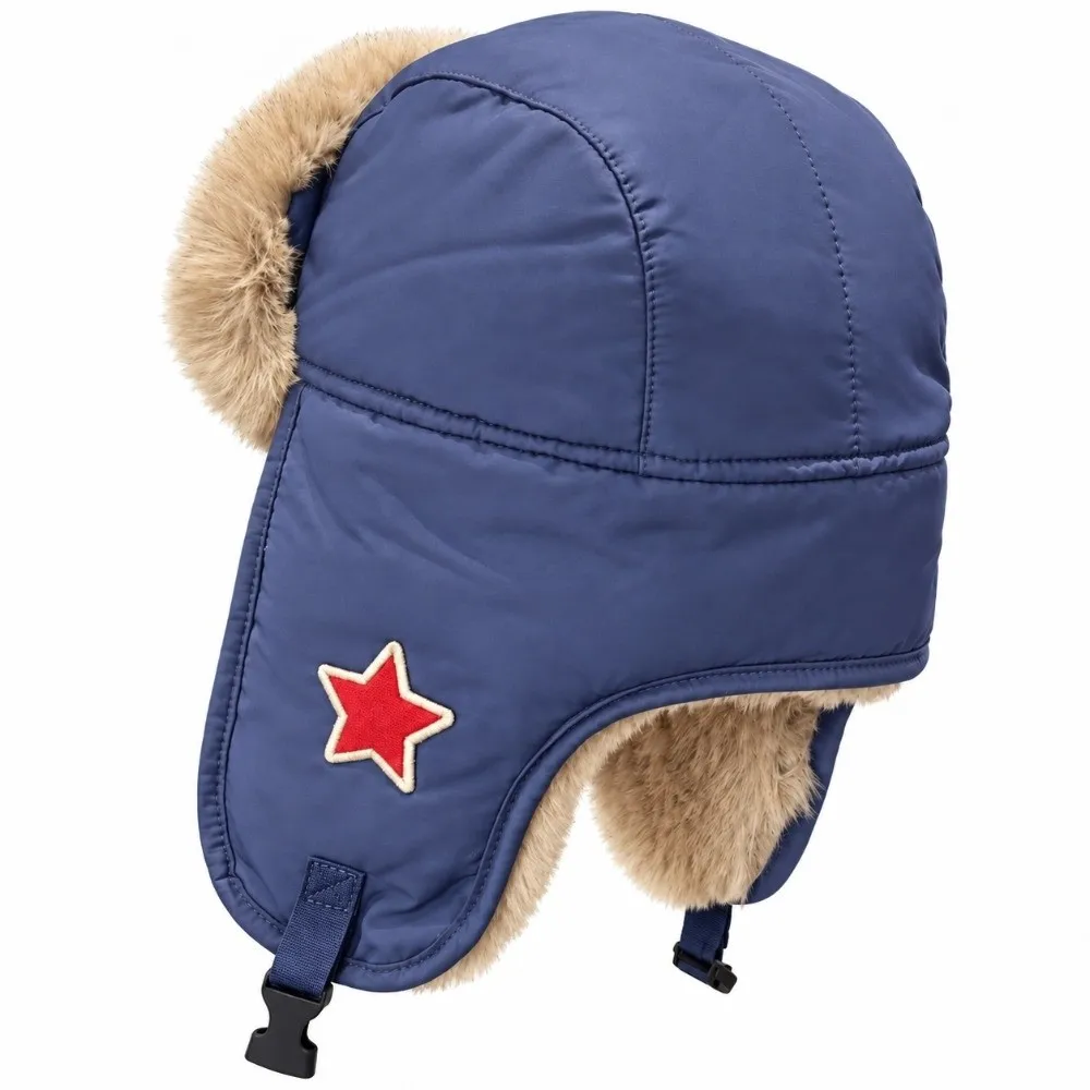 Faux Fur Lined Lei Feng Earflap Hat Windproof Thickened Pullover Cap Cold-Resistant Red Star Ushanka Hat Unisex Pilot's Hat