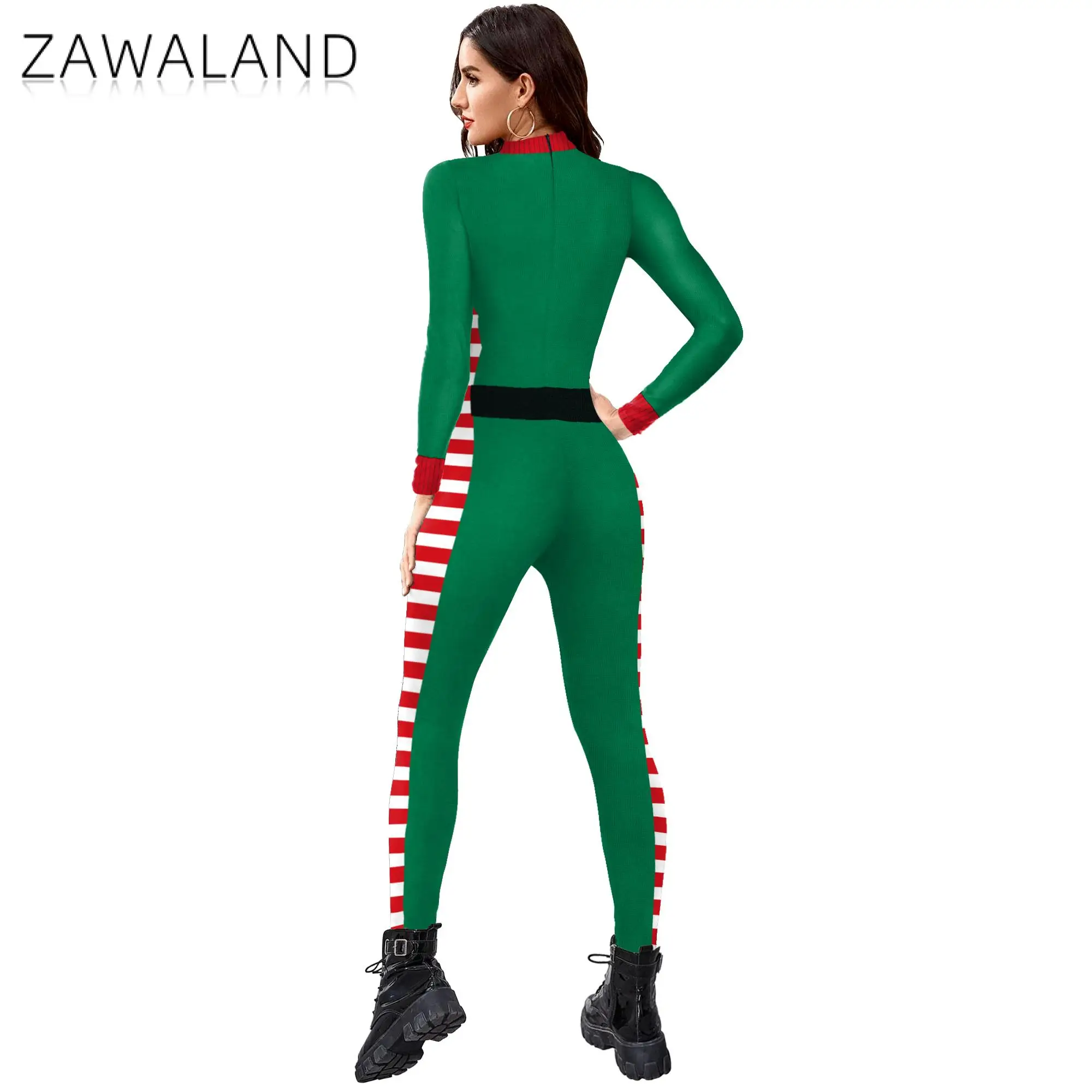 3D New Year Christmas Cosplay Costume Sexy Jumpsuits Catsuit Romper Adults Women Jumpsuit Zentai Women Bodysuit Fancy Dress