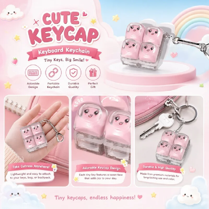 Keycaps Fidget Keychain Double Layer Printing Transparent Housing Non Sticky Portable Stress Relief Decor Accessory For Adult