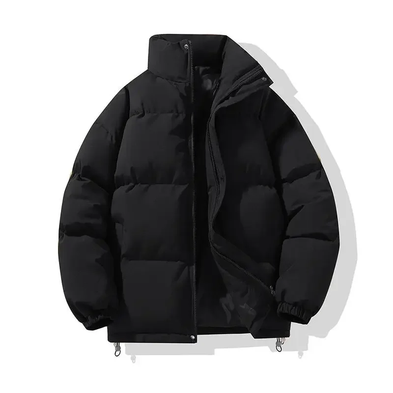 

Vintage Maillard Brown Heavy Duty Winter Coat for Men Padded Quilted Jacket with Stand Collar Inner Fleece