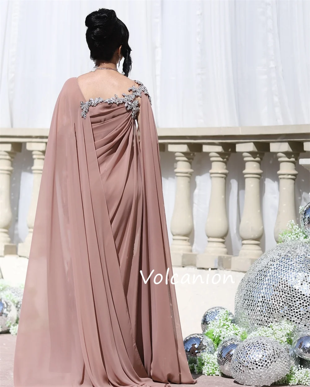 Customized Chiffon Pleat Sequined A-line Square Neck Long Dresses Bespoke Occasion Evening Formal Exquisite