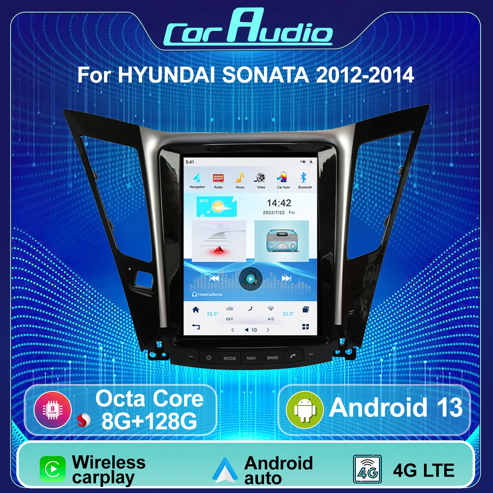 

10.2" Android Car Stereo For Hyundai Sonata 2012-2014 GPS Navigation 4G Bluetooth Carplay