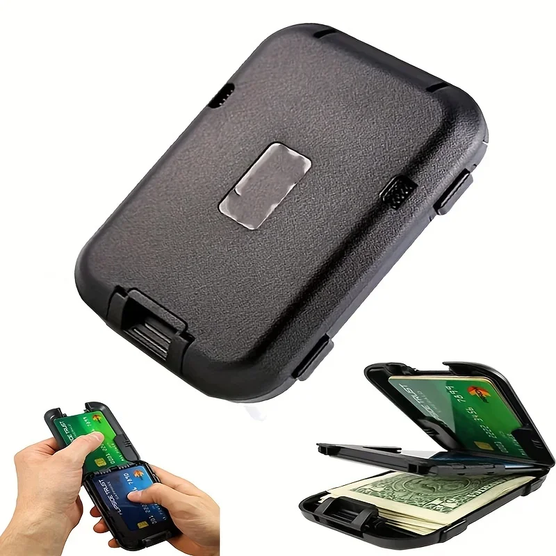 Carteira de Metal para Cartões de Crédito e Identidade com Bloqueio RFID, Minimalista, Ultrafina, de Alumínio, com Clipe para Dinheiro de Bolso, Masculina