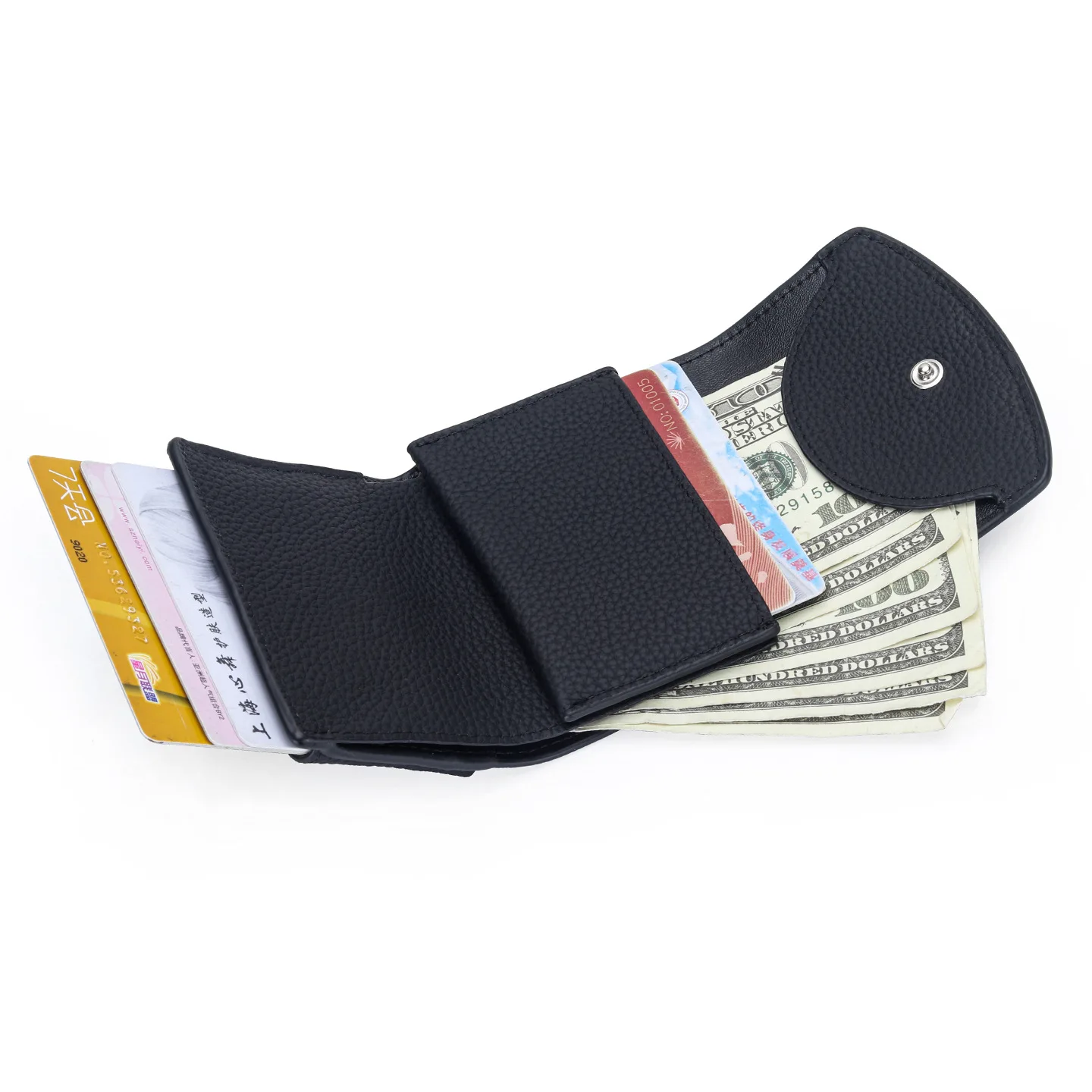 Japanese‑Style Design Leather Trifold Short Wallet Multi‑Functional Slim Compact Wallets Multi‑Slots Pouch for Cash Credit Cards