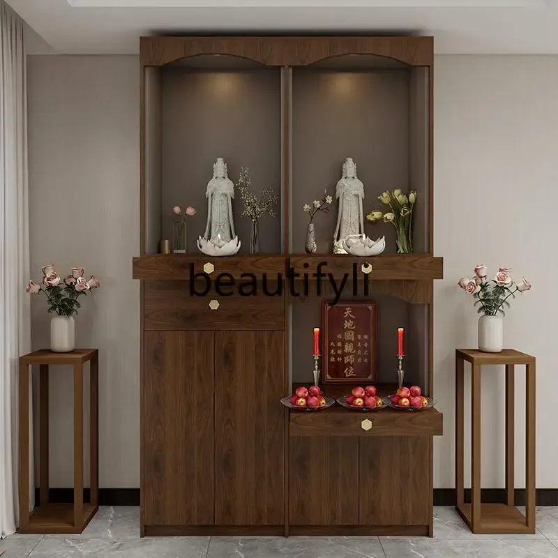 

FGAncestor Card Shrine Guanyin Bodhisattva Household Simple Buddha Cabinet Household Incense Case Offering Table