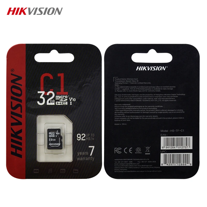 HIKVISION-tarjeta de memoria MicroSDXC SDHC V30, 8GB, 16GB, 32GB, 64GB, 128GB, 256GB, tarjeta TF de hasta 92 MB/S, tarjeta Micro SD C1 para teléfono