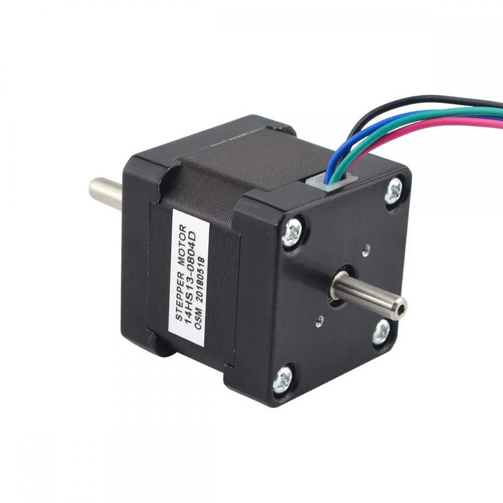 STEPPERONLINE Dual Shaft Nema 14 Stepper Motor 34mm 1.8deg 18Ncm(25.56oz.in) 0.8A Step Motor 4 Leads for CNC 3D Printer