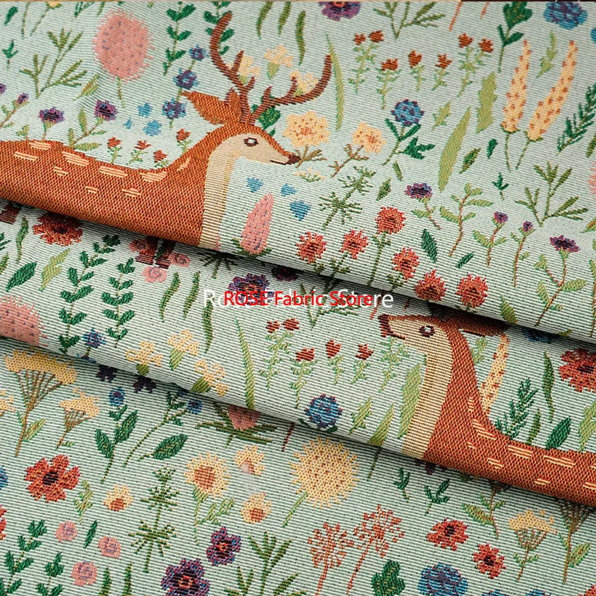 1 meter Rural Style Coarse Jacquard Fabric Tablecloth Sofa Cover Bag Decorative Sewing Fabric