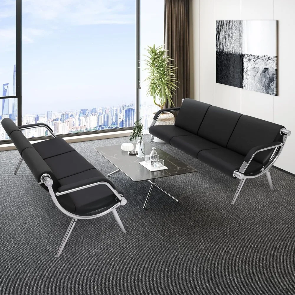 โซฟาหนังสำหรับพื้นที่ต้อนรับพร้อมที่วางแขน เหมาะสำหรับห้องรอสำนักงานและคลินิก