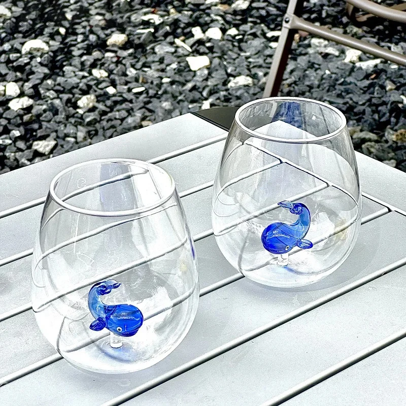 Blue 3D Stereo Whale Water Cup Drinking Clear House Party Kitchen Milk Cold Drink Drink Ware