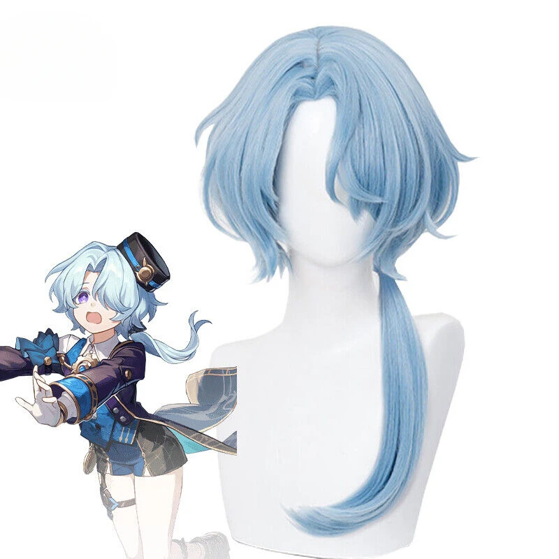 Game Honkai Star Rail Misha Cosplay Wigs 57cm Long Light Blue Synthetic Hair