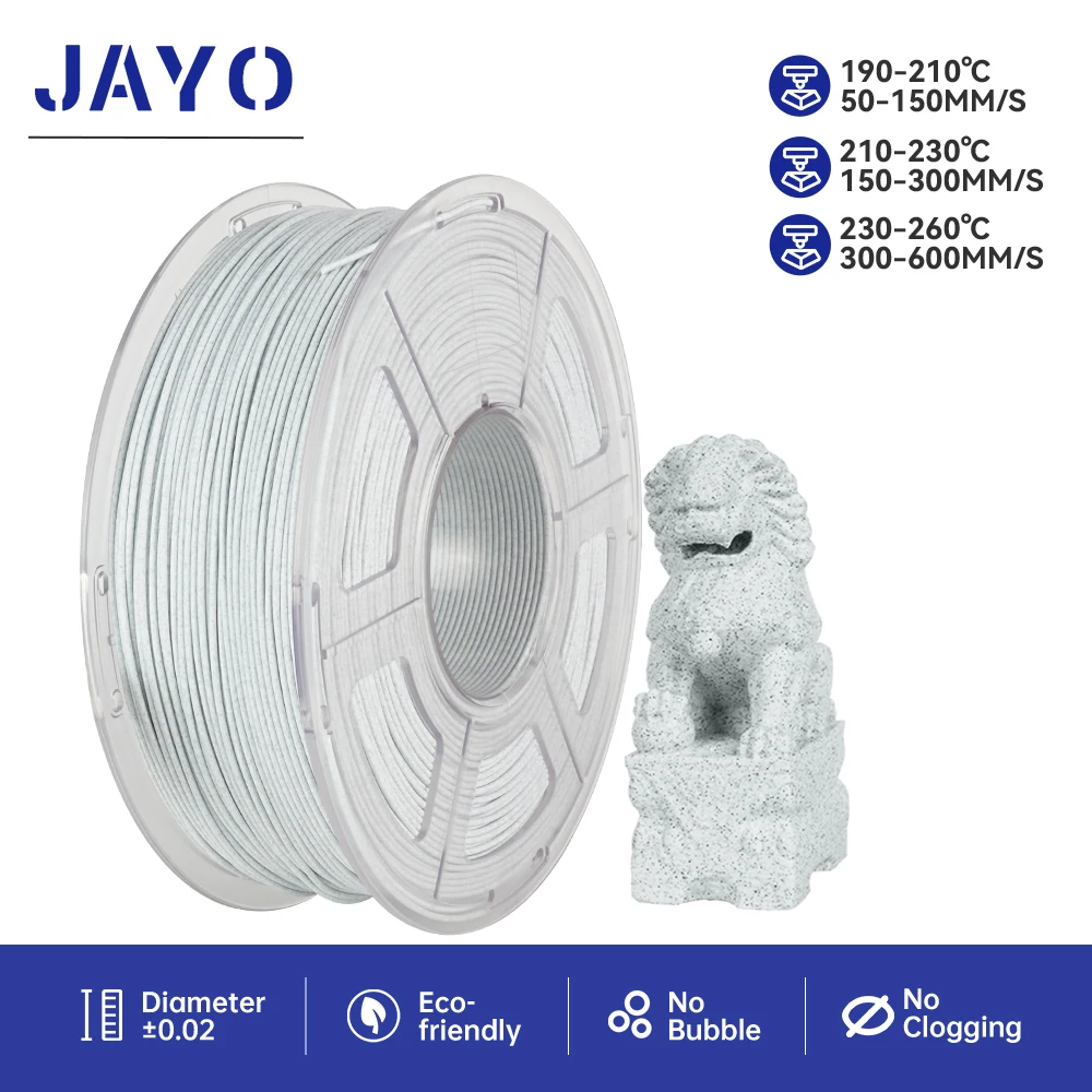 JAYO 3D-Drucker-Filament, Hochgeschwindigkeits-PLA, Marmor, 1 Rolle/1,1 kg, 1,75 mm Filament, umweltfreundliches Material für 100 % blasenfreie 3D-Drucker
