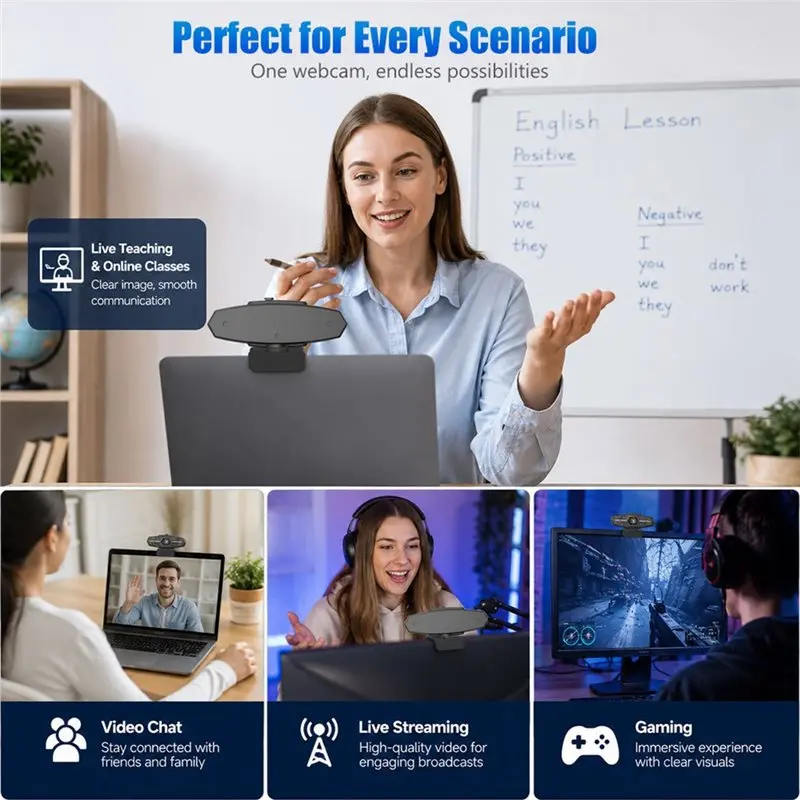 4K Streaming Web Cam Video Camera With Autofocus Microphone For PC Laptop Webcam