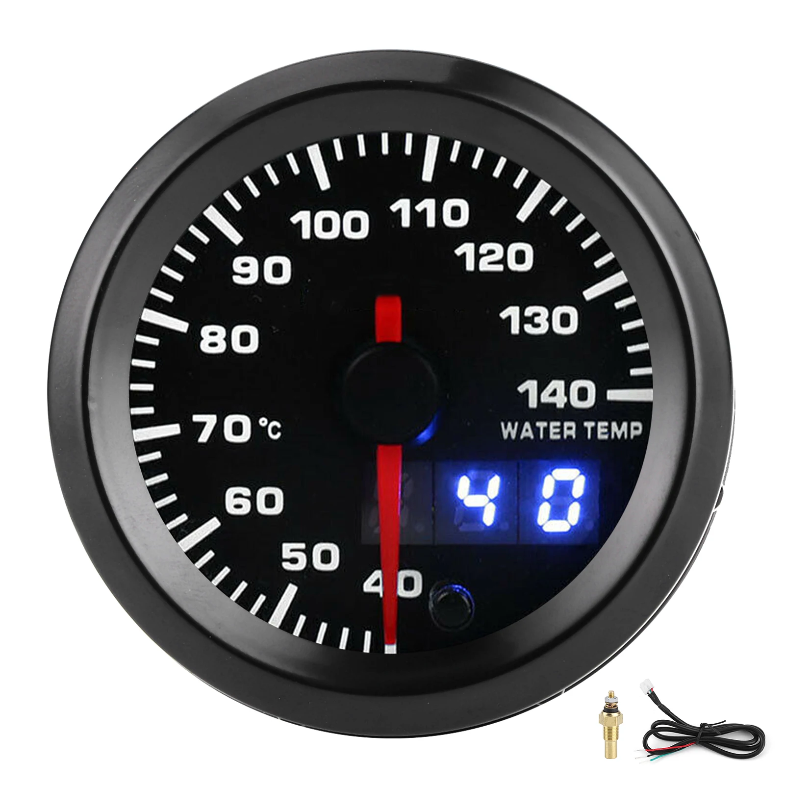 

2-дюймовый датчик температуры воды 40-140 ℃ Указатель 7 цветов светодиодный дисплей универсальный для автомобилей 12 В