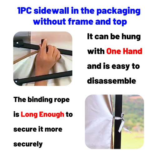 Imagen 2 del producto Toldo de pared lateral para exteriores, tienda impermeable de pierna recta, 10x10 pies, 1 piezas, color caqui