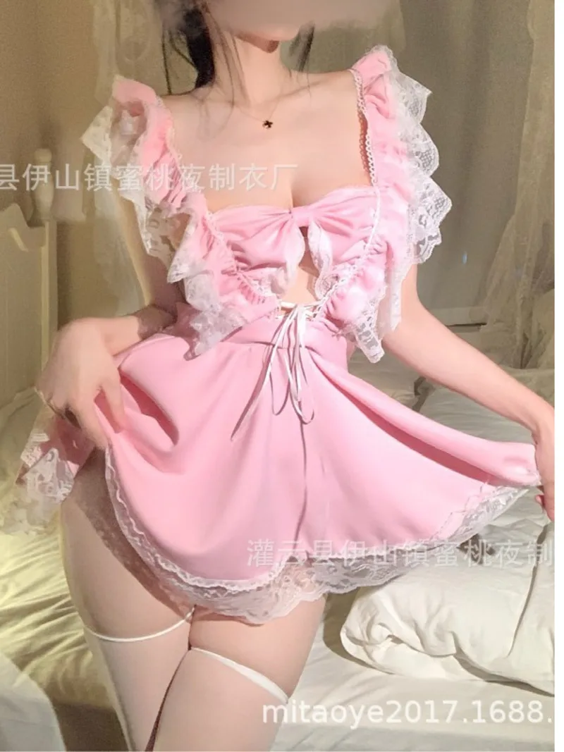 

Temptation Elegant Transparent Passion Mature New Fun Lingerie COS Little Maid Game Role-playing Style Lace Princess Dress AAU5