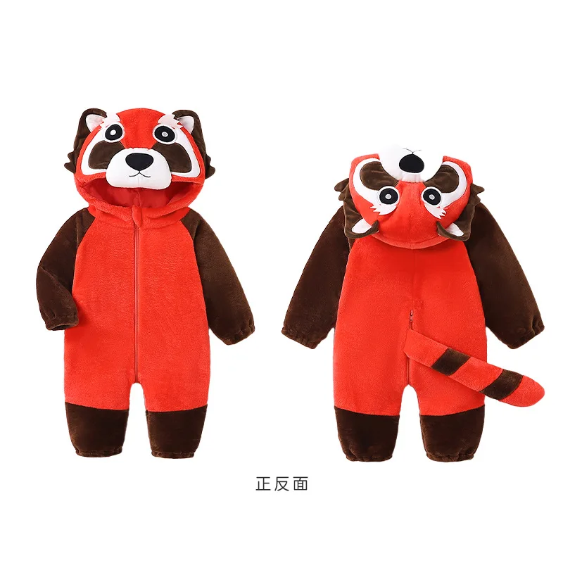 Cute Raccoon Baby Clothes Boy Girl Onesie Romper Winter flannel Bodysuit Pajamas Kigurumis Halloween Children\'s clothing 0-5year