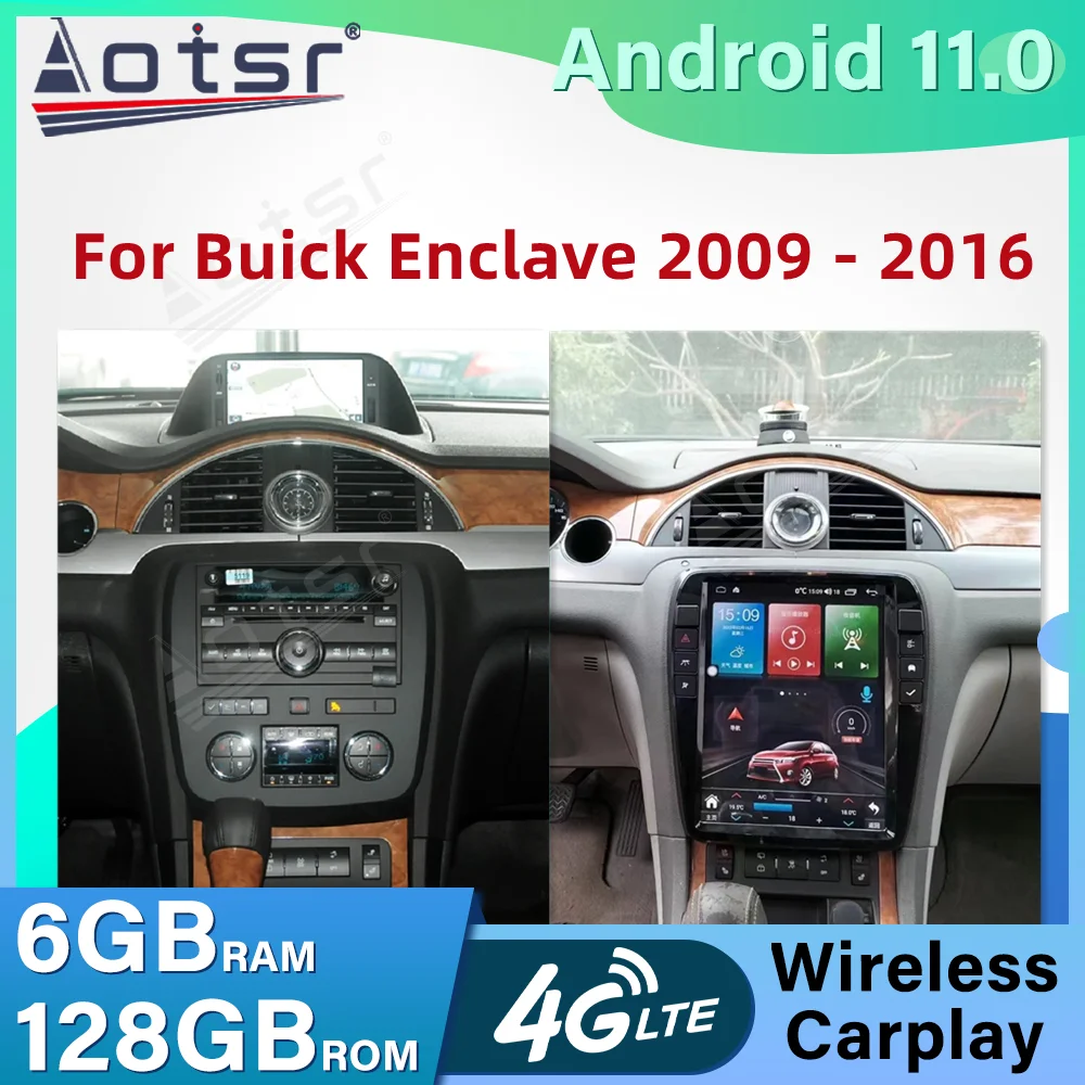 

Автомобильный радиоприемник на Android 11,0 6 + 128G для Buick анклава 2009 - 2016 мультимедийный плеер в стиле Tesla автомобильный стерео головное устройство Carplay GPS Navi