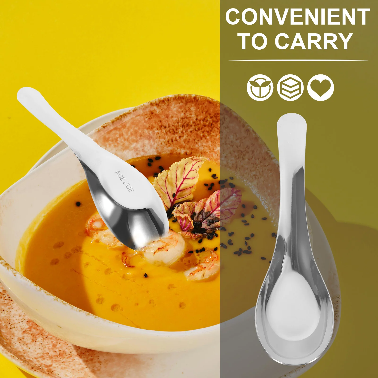 

2Pcs Stainless Steel Flat Bottom Soup Spoons Scratch Resistant Oil Free Smooth Surface Ideal for Restaurant Kitchen Tableware