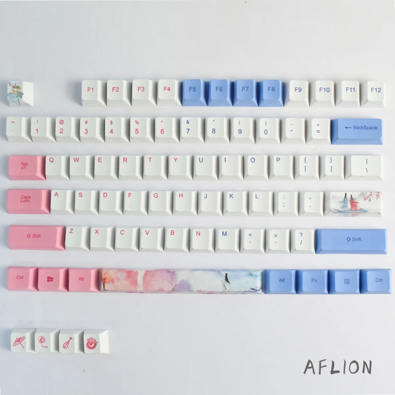 Aflion-기계식 키보드, Sansheng III 108 키 게임 애니메이션 Pbt 키캡 테마, 맞춤형 OEM 프로필 열 승화