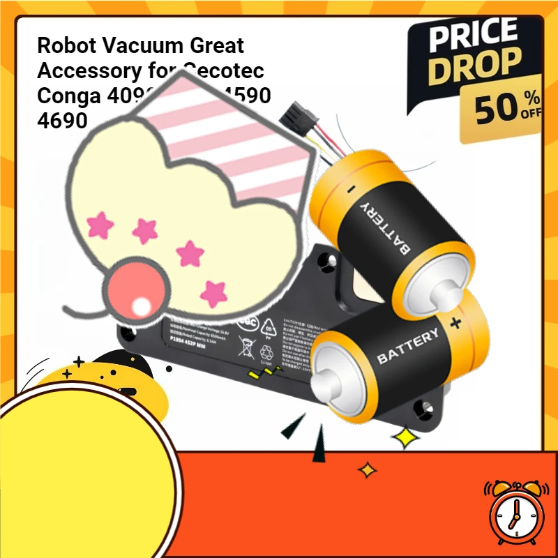 

New 14.8V 12800mAh Battery Replacement Robot Vacuum Great Accessory for Cecotec Conga 4090 4490 4590 4690