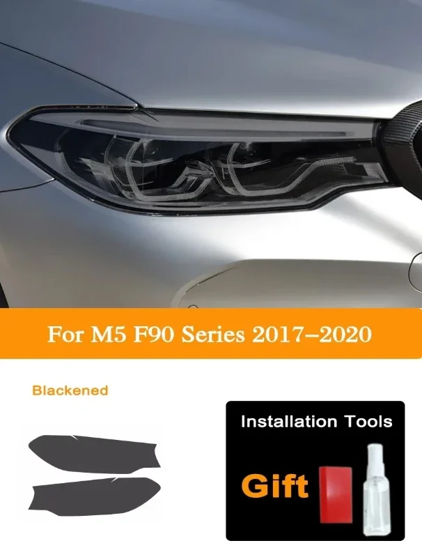 

For BMW 5 Series G30 M5 F90 2017-2020 Car Headlight Tint Black Protective Film Taillight Transparent TPU Sticker Accessories 2P