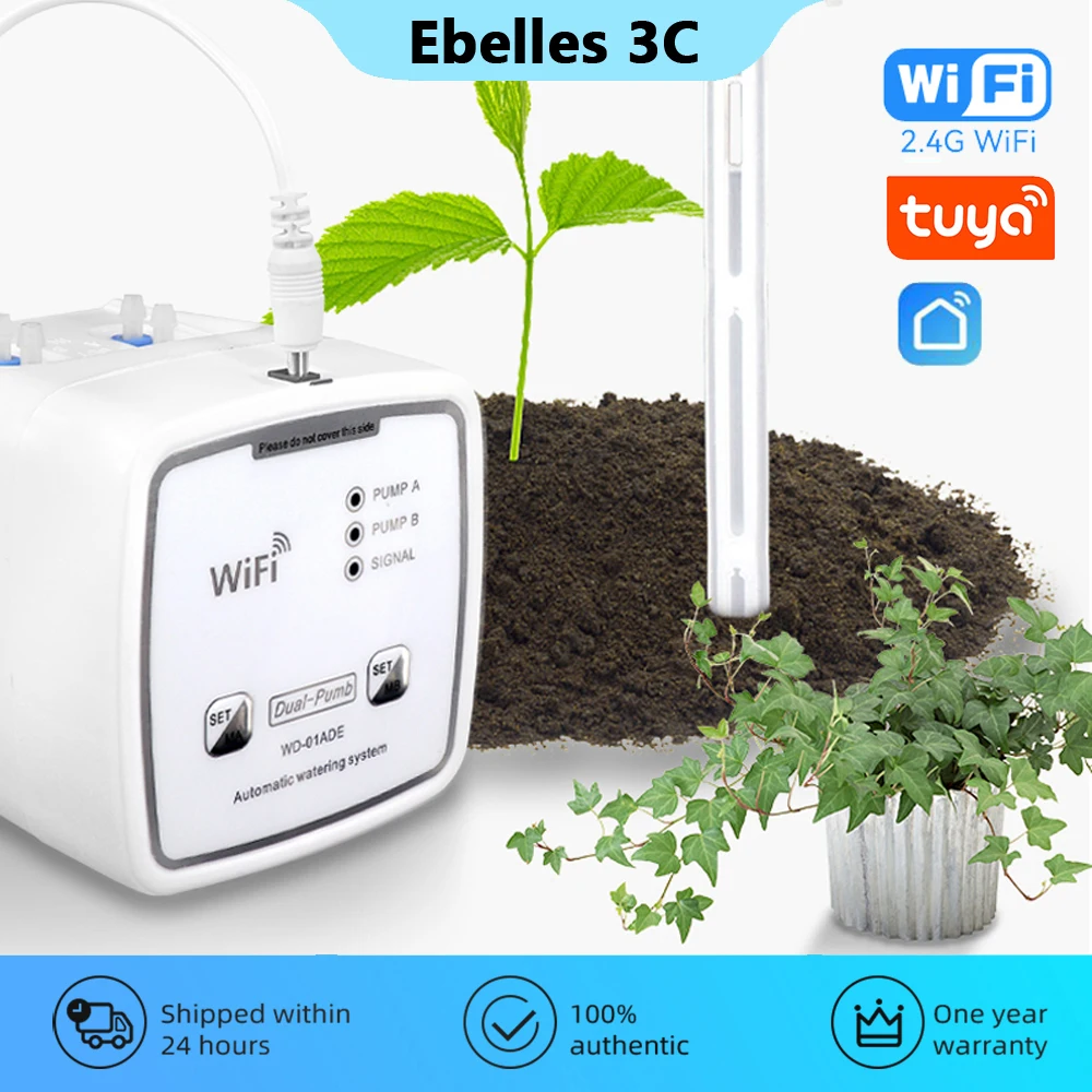 WiFi Intelligent Automatic Plants Watering Kits Garden Drip Irrigation Watering Device Double Pump Controller Works with Tuya