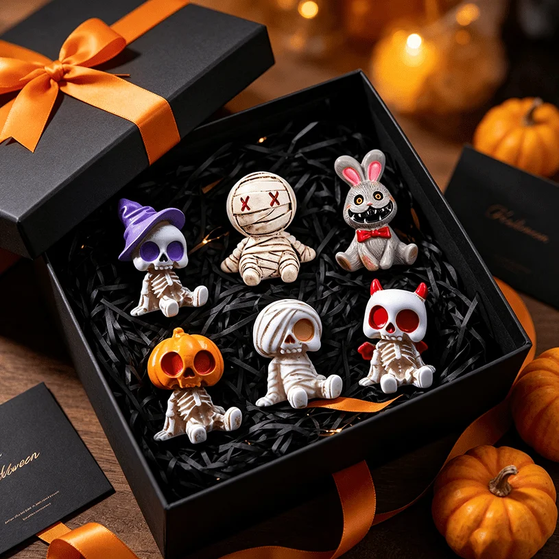 6/9Pcs Halloween Resin Skeleton Mummy Figurines, Mini Horror Statues, For DIY Micro Landscape Bonsai Car Desk Home Decor