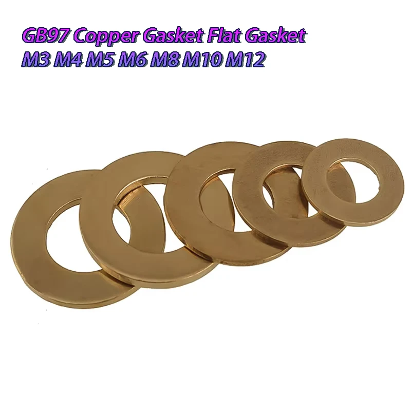 

GB97 Brass Flat Washer M3 M4 M5 M6 M8 M10 M12 0.5mm 0.8mm 0.1mm 2.0mm Solid Brass Gasket Shim Copper Metal Meson Pad Spacer