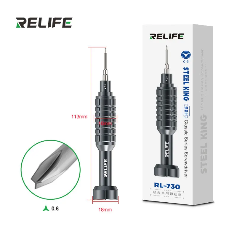 RELIFE RL-730 Schroevendraaierset Steel Cannon King Classic Y0.6/0.8/+1.5/+2.5/T1 voor iP17 Mobiele Telefoon Tablet Computer Demontage