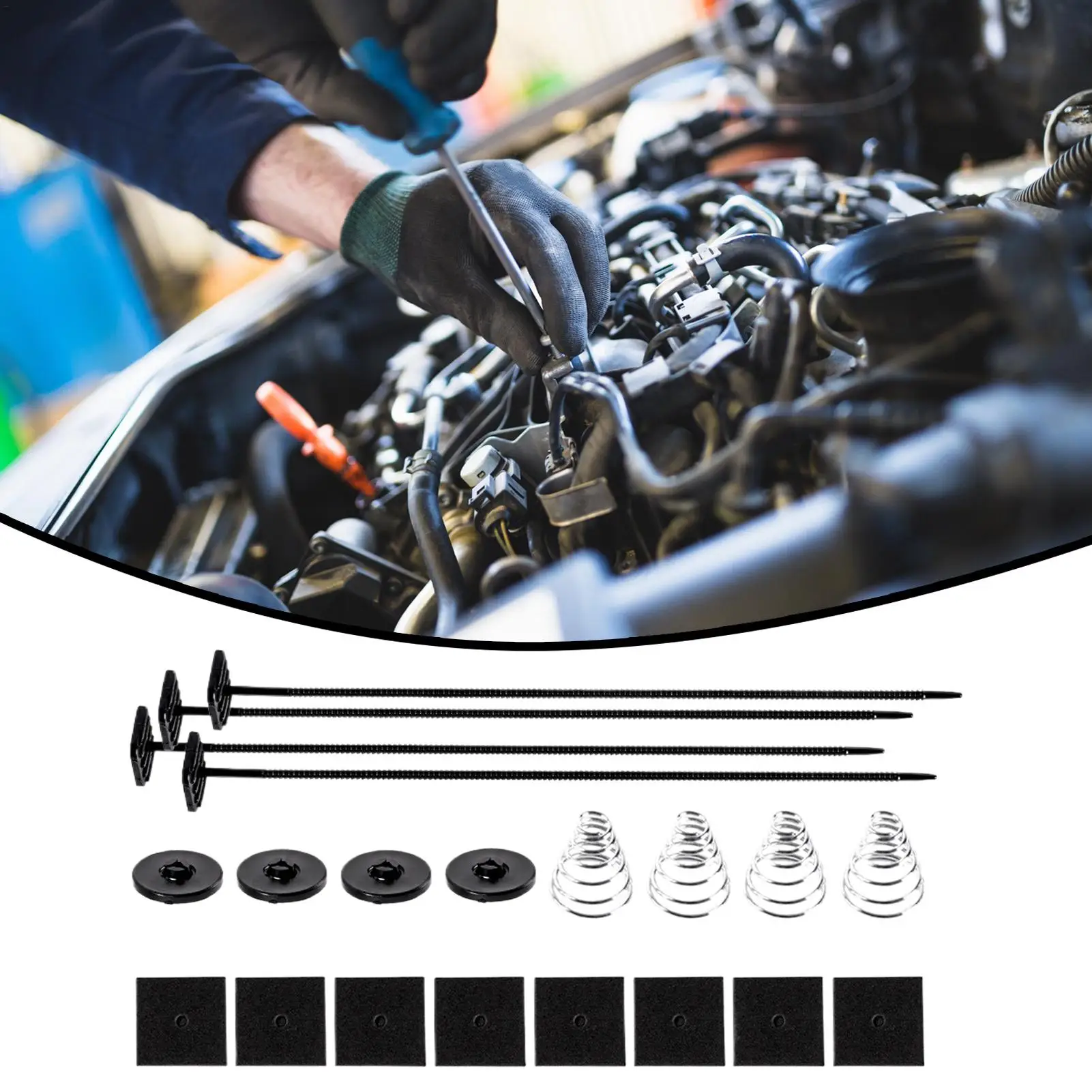 Universal Electric Cooling Radiator Auto Fan Mounting Kit Zip Ties Straps Tabs Brackets Car Accessories Parts