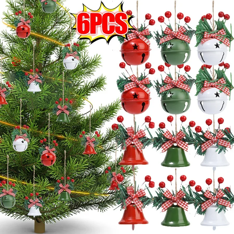 New Christmas Bell Pendant Christmas Tree Hanging Bells Decor Metal Jingle Bell Xmas Ambiance Decor Home Festival Party Supplies