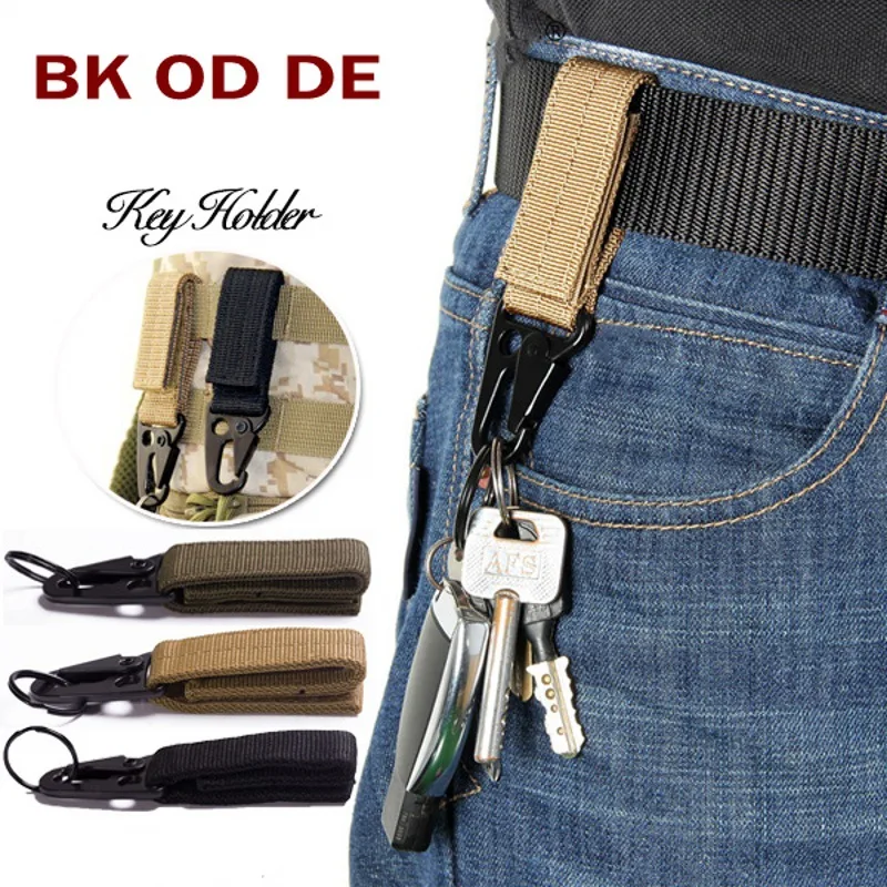 

Metal Hook Backpack Buckle Hanging Nylon Webbing Belt Olecranon Keychain Tactical Molle Outdoor Carabiner Backpack EDC Gear