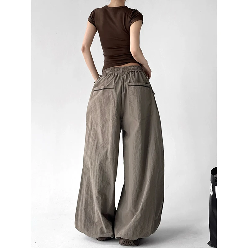 ZHIZOU Women's Gray Sweatpants Baggy Patchwork Pants Harajuku Aesthetic 2000s Style Y2k Vintage Oversize Hip Hop Trousers Summer - view 5