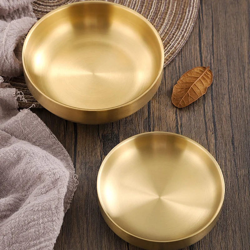 Heat Insulated Stainless Steel Bowl Double Layer Metal Rice Bowls Ice Cream Soup Bowls Sauce Snack Dish Plate Kitchen Flatware