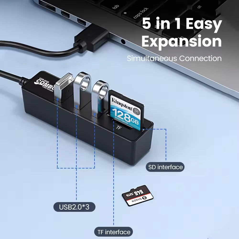 USB 2.0 Multi Porte Ad Alta Velocità 3 6 Porte Hub USB Splitter Estensore Multiplo Lettore di Schede SD TF Adattatore Espansore per PC Laptop
